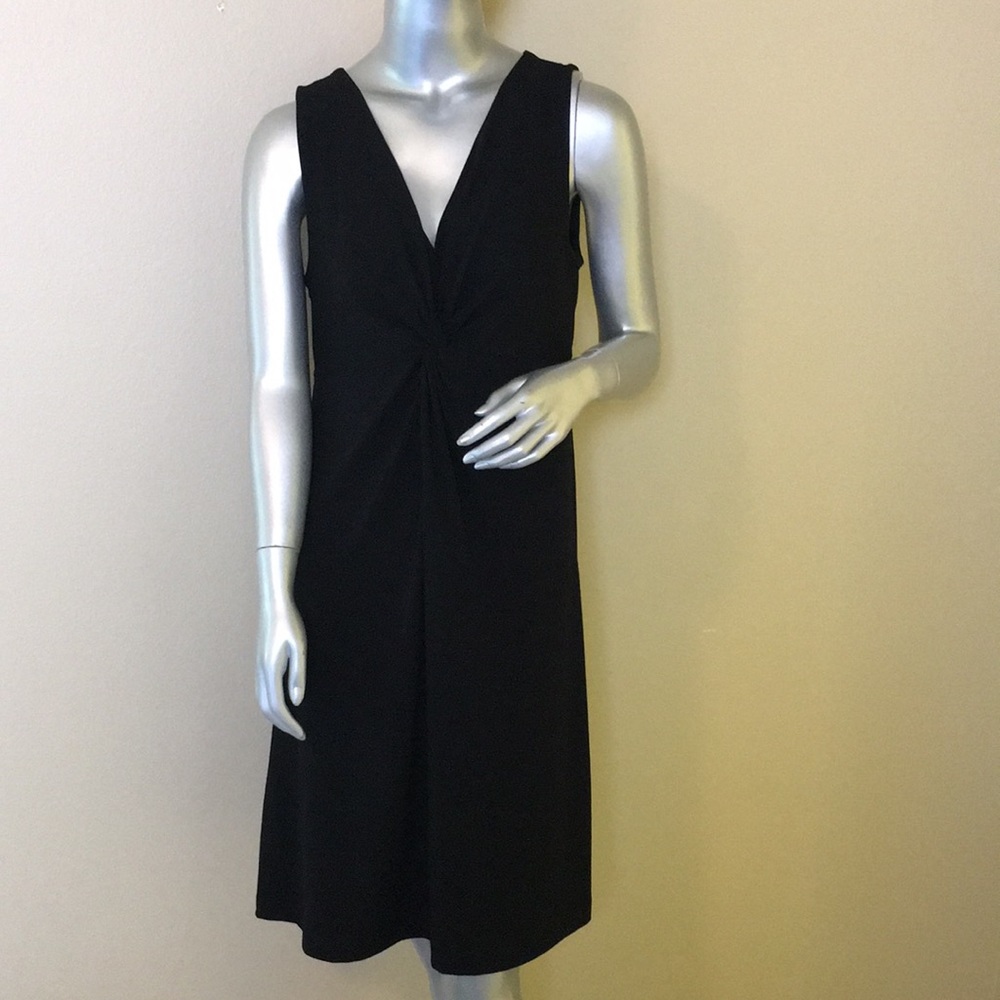 EDDIE BAUER | Solid Black Twist Front Dress